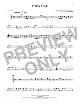 page one of Penny Lane (Alto Sax Solo)