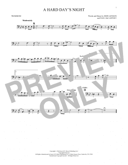 page one of A Hard Day's Night (Trombone Solo)