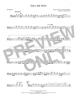 page one of Tell Me Why (Trombone Solo)