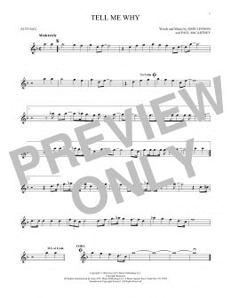 page one of Tell Me Why (Alto Sax Solo)