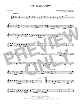 page one of Hello, Goodbye (Alto Sax Solo)