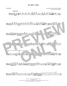 page one of In My Life (Trombone Solo)