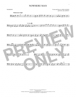 page one of Nowhere Man (Trombone Solo)