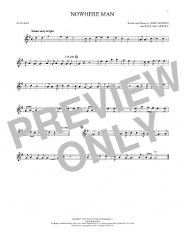 page one of Nowhere Man (Alto Sax Solo)