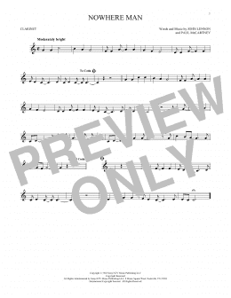 page one of Nowhere Man (Clarinet Solo)