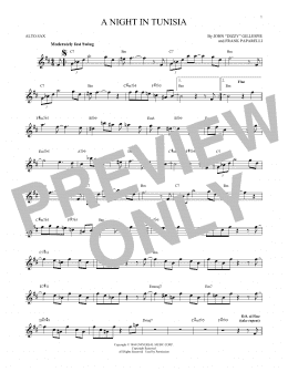 page one of A Night In Tunisia (Alto Sax Solo)