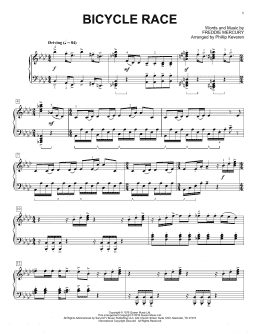 page one of Bicycle Race [Classical version] (arr. Phillip Keveren) (Piano Solo)