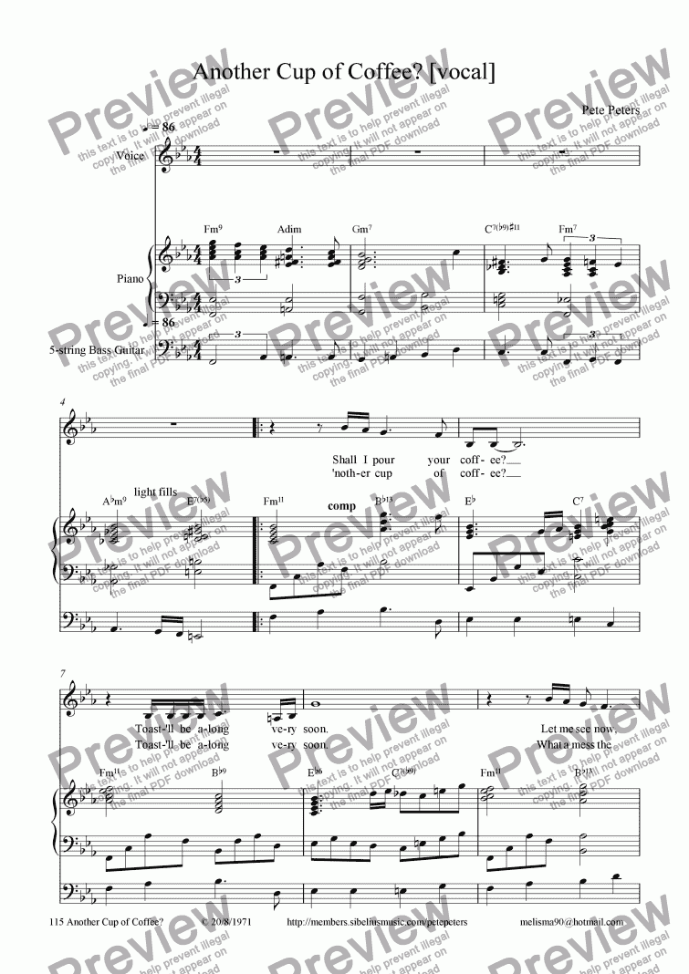 Another Cup of Coffee ? [vocal] - Download Sheet Music PDF file