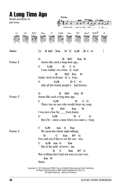 page one of A Long Time Ago (Guitar Chords/Lyrics)