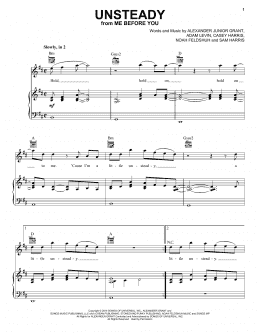 page one of Unsteady (Piano, Vocal & Guitar Chords (Right-Hand Melody))