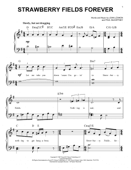 page one of Strawberry Fields Forever (Very Easy Piano)