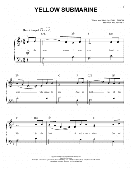 page one of Yellow Submarine (Very Easy Piano)