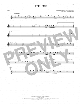 page one of I Feel Fine (Oboe Solo)