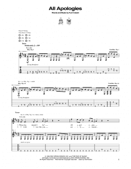 page one of All Apologies (Guitar Tab)