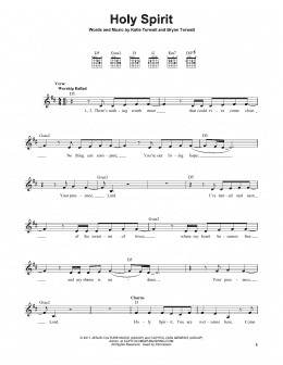 page one of Holy Spirit (Easy Guitar)