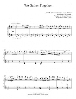 page one of We Gather Together (Educational Piano)