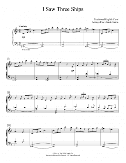 page one of I Saw Three Ships (Educational Piano)