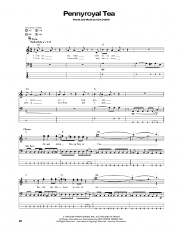 page one of Pennyroyal Tea (Bass Guitar Tab)