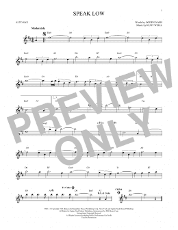 page one of Speak Low (Alto Sax Solo)