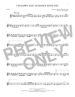 page one of I'm Happy Just To Dance With You (French Horn Solo)