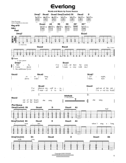 page one of Everlong (Guitar Cheat Sheet)