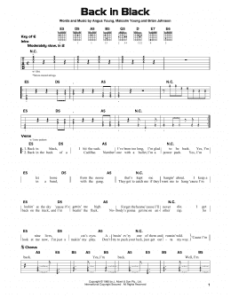 page one of Back In Black (Guitar Cheat Sheet)