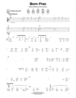 page one of Born Free (Guitar Cheat Sheet)