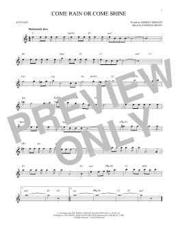 page one of Come Rain Or Come Shine (Alto Sax Solo)