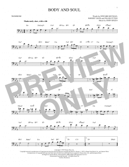 page one of Body And Soul (Trombone Solo)