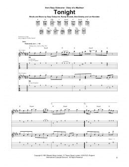 page one of Tonight (Guitar Tab)