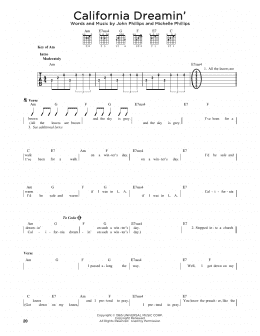 page one of California Dreamin' (Guitar Cheat Sheet)