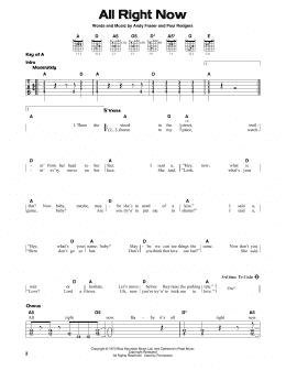 page one of All Right Now (Guitar Cheat Sheet)