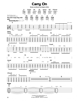 page one of Carry On (Guitar Cheat Sheet)