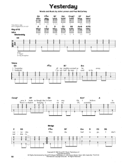 page one of Yesterday (Guitar Cheat Sheet)