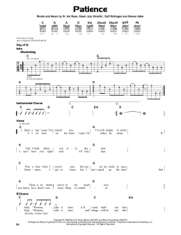 page one of Patience (Guitar Cheat Sheet)