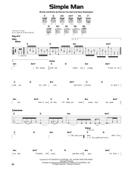 page one of Simple Man (Guitar Cheat Sheet)