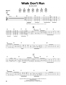 page one of Walk Don't Run (Guitar Cheat Sheet)