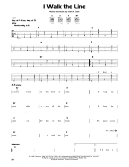 page one of I Walk The Line (Guitar Cheat Sheet)