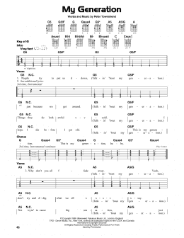 page one of My Generation (Guitar Cheat Sheet)