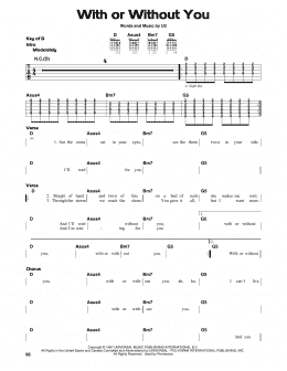 page one of With Or Without You (Guitar Cheat Sheet)