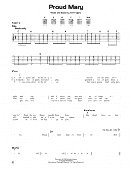 page one of Proud Mary (Guitar Cheat Sheet)