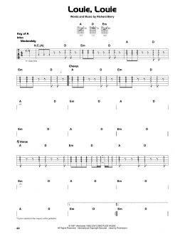 page one of Louie, Louie (Guitar Cheat Sheet)