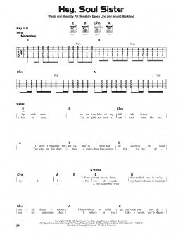 page one of Hey, Soul Sister (Guitar Cheat Sheet)