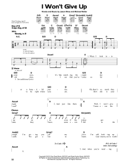 page one of I Won't Give Up (Guitar Cheat Sheet)