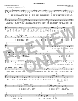 page one of I Believe In You (Lead Sheet / Fake Book)