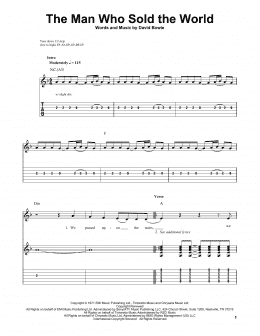 page one of The Man Who Sold The World (Easy Guitar Tab)