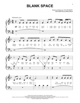 page one of Blank Space (Beginning Piano Solo)