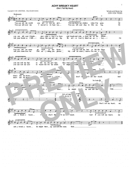 page one of Achy Breaky Heart (Don't Tell My Heart) (Lead Sheet / Fake Book)