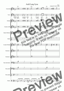 page one of AULD LANG SYNE - multi-instrumental arrangement