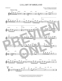 page one of Lullaby Of Birdland (Tenor Sax Solo)